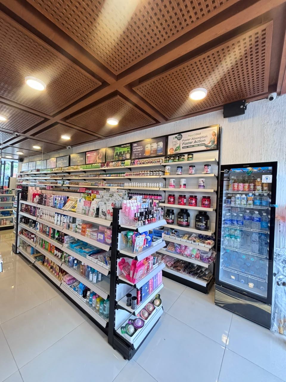 Shelves and drinks cooler