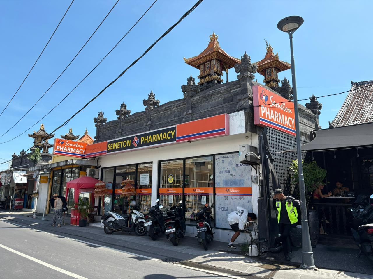 Semeton Pharmacy store front with Balinese architecture